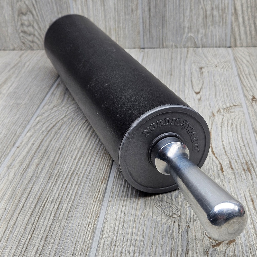 Nordic Ware Non-Stick Heavy Rolling Pin Black Metal Professional Baking Tool